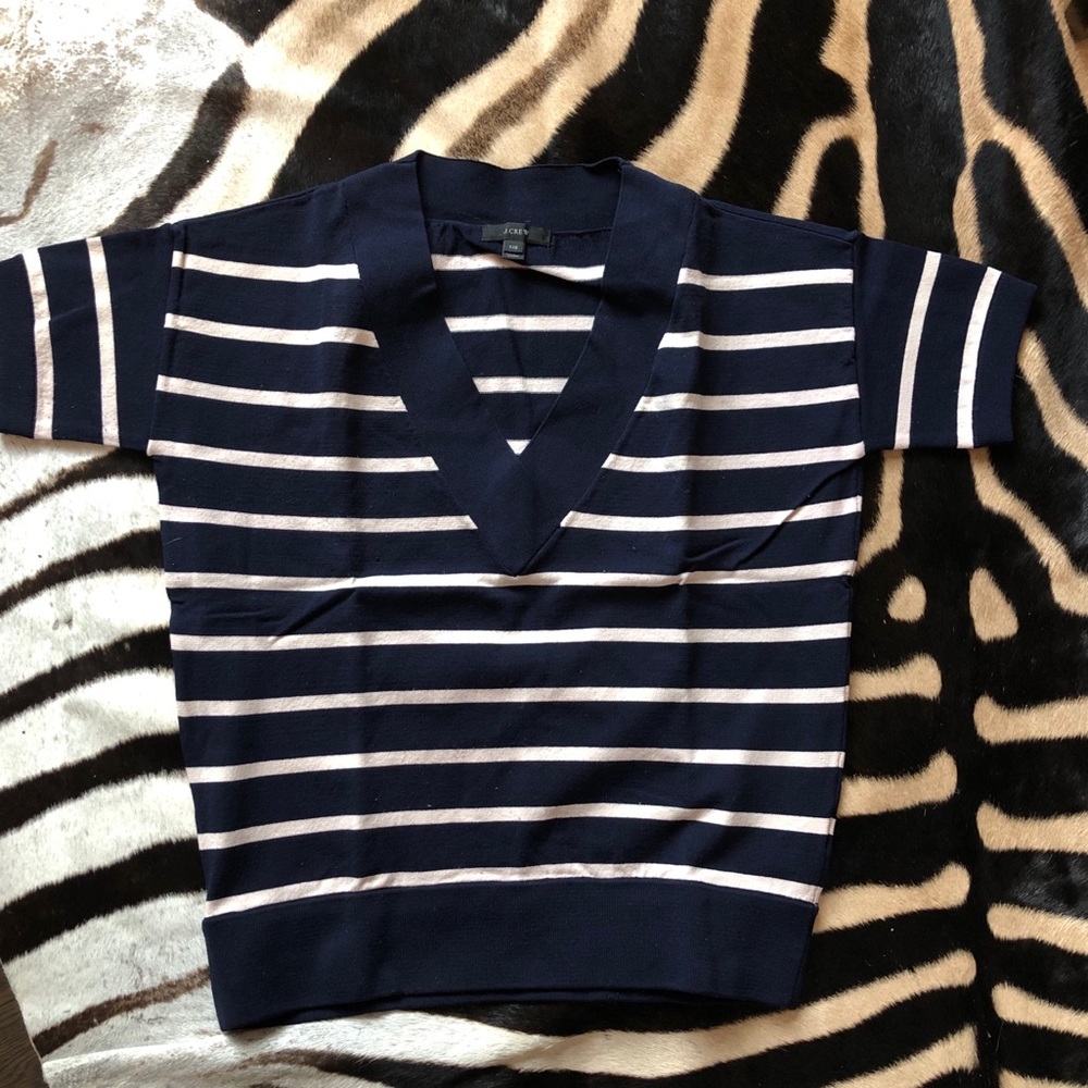 Jcrew Navy and Ivory stripe T-shirt Sweater